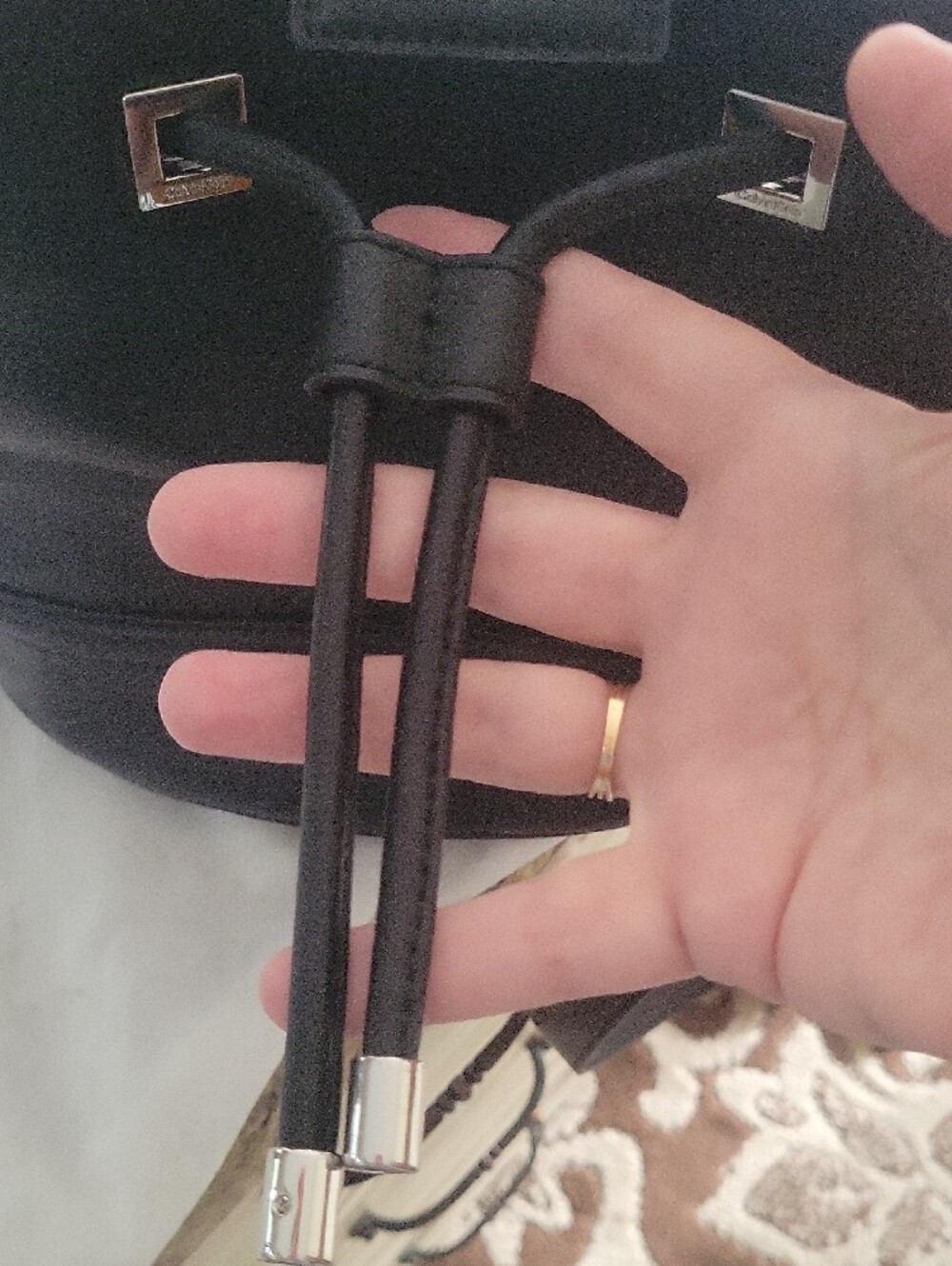 Calvin Klein Black Bucket Shoulder Bag with Drawstring - Picture 3 of 9